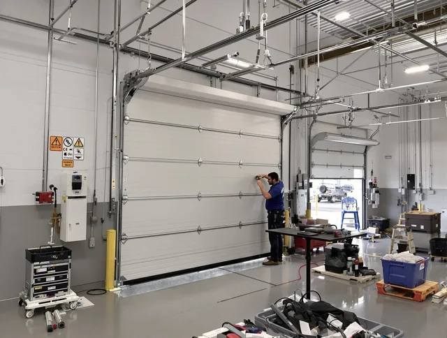 Commercial garage door repair being performed by Kannapolis Garage Door Repair expert in Kannapolis
