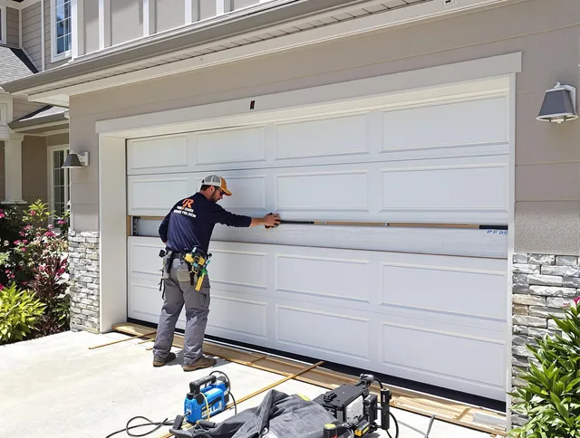 Kannapolis Garage Door Repair team performing complete garage door replacement at Kannapolis residence