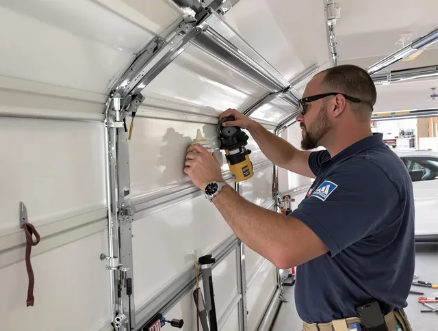 Kannapolis Garage Door Repair technician quieting a noisy garage door in Kannapolis